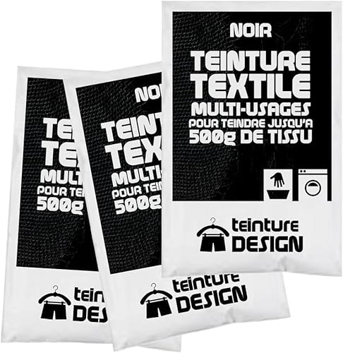 Conjunto de 3 Sacos de Tinta Textil Universal Preto Teinture Design - Tinta, tinta de arte e esmalte - conjunto, 3 sacos, tinta textil, universal, preto