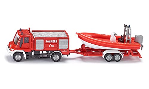 Veículo SIKU Unimog com Barco de Bombeiros SIKU - Caminhões de brinquedo & veículos de construção - unimog, barco de bombeiros, remagem, flutuar