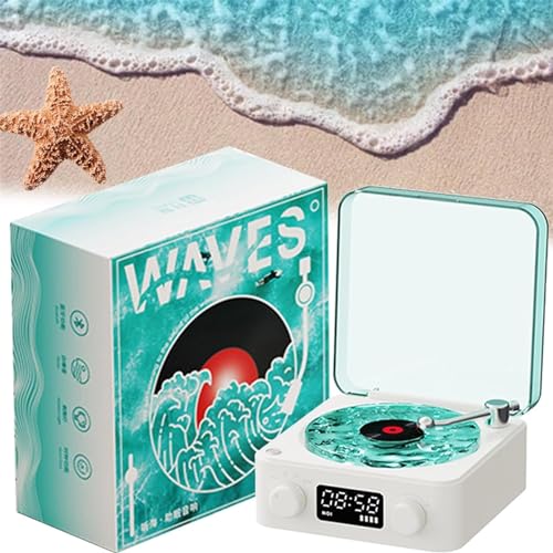 Coluna Portátil THE WAVES Vintage Vinyl Player Branco SHJSHOP - Áudio - portátil, vintage, bluetooth, usb