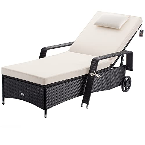 Espreguiçadeira Poli-Rattan 193X90Cm Creme Preto Casaria - Móveis de exterior - espreguiçadeira, poli-rattan, 193x90cm, creme preto