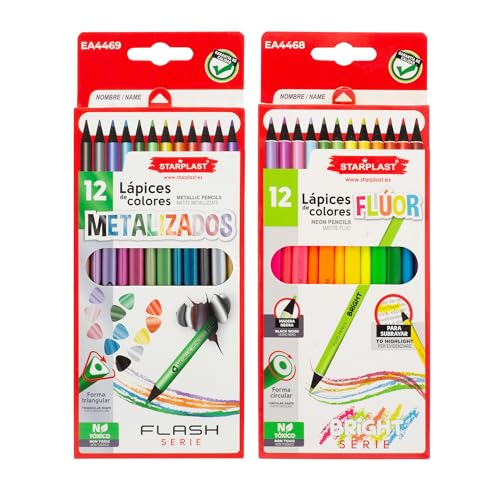 Lápis de Cor STARPLAST 24 LÁPICES DE COLORES METALIZADOS Y FLÚOR Starplast - Lápis - 24 cores, metalizados, flúor