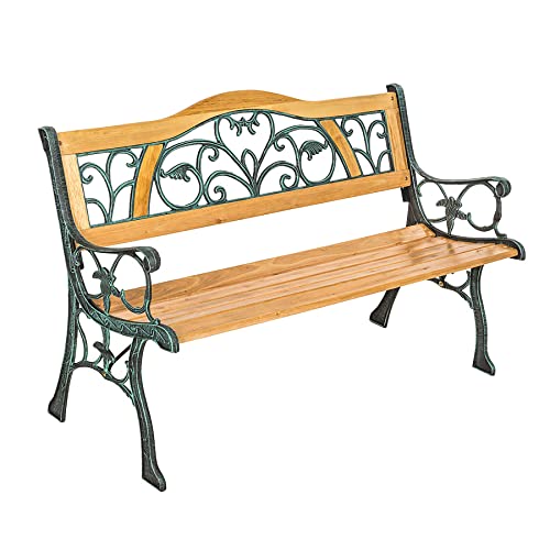 Banco de Jardim TECTAKE Kathi (Castanho - Madeira - 124x60x38 cm) TecTake - Móveis de exterior - madeira, castanho, 124x60x38 cm, compacto