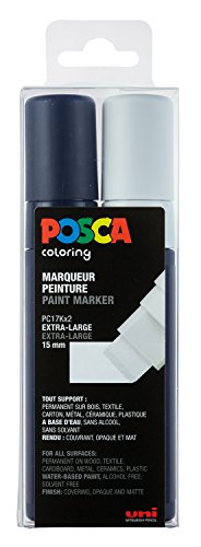 Marcador POSCA Uni Ball 18mm (Preto - Branco) Mitsubishi - Instrumentos de escrita e desenho - 18mm, preto, branco, tinta base água