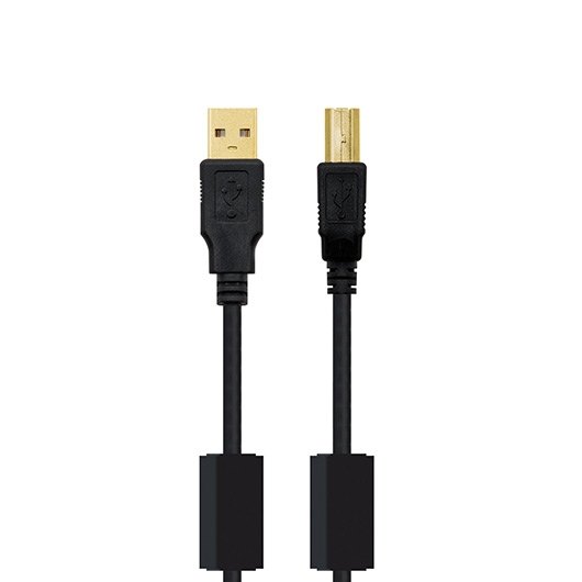 Cabo de Dados NANOCABLE (USB A - USB B - 5 m - Preto) NANOCABLE - Cabos de armazenamento e transferência de dados - usb a, usb b, 5m, preto