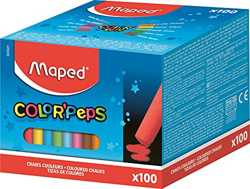 Lápis de Cor MAPED (100 Unidades - Multicor) Maped - Giz - multicor, 100 unidades, fáceis de aplicar, lavável