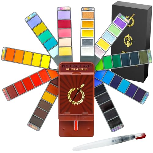 Conjunto de Tinta Aquarela e Pincéis PINTURALE Apolo Arte - Meios de pintura - aquarela, pinturale, 56 cores, metálicas, pastel