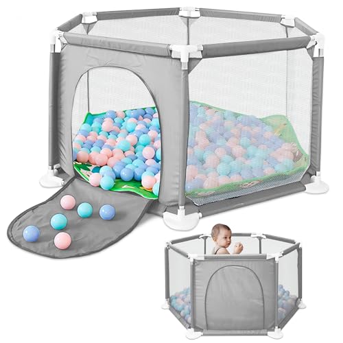 Parque de bebé hexagonal duplo 127 x 127 cm JUPPLIES - Móveis para bebês e crianças pequenas - hexagonal, duplo, 127x127 cm, barra de protecção, 6 rodas
