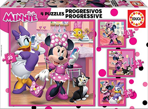 Puzzle PROGRESSIVOS Minnie Happy Helpers (Idade Mínima Recomendada: 3 anos) EDUCA - Quebra-cabeças de encaixar - puzzle, progressivo, minnie, happy helpers, 3 anos