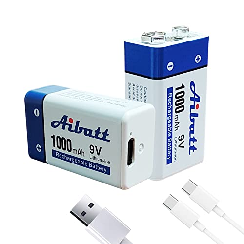 Bateria AIBATT 9V 1000mAh Li-Ion 6F22 (Recondicionado Como Novo) Aibatt - Baterias de uso geral - 9V, 1000mAh, 6F22, recondicionado