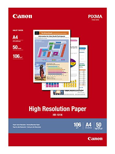 Papel para impressão CANON HR-101 - 210 x 297 mm - 50 folhas Canon - Papel de impressora e copiadora - a4, 50 folhas, 210x297mm, papel normal