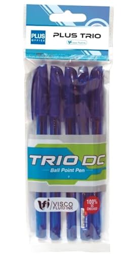 Esferográfica Plus Unimax Trio - Azul (Escrita) PLUS OFFICE - Canetas - tinta azul, design moderno, removível, plástico branco