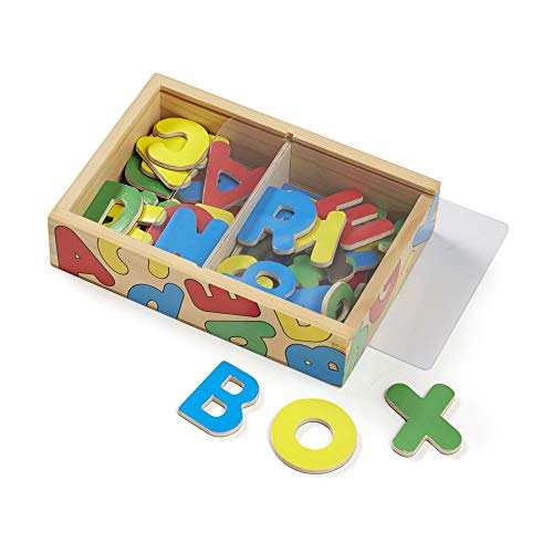 Jogo Didático MELISSA & DOUG Wooden Letter Alphabet Magnets Melissa & Doug - Brinquedos - alfabeto, magnéticas, 52 letras, aprendizagem
