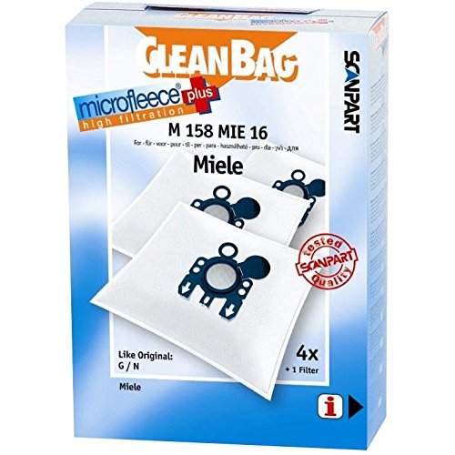 Saco de Aspirador SCANPART M158MIE16 (Compatibilidade: Miele) Cleanbag - Acessórios de aspirador - compatibilidade miele, 4 sacos pó, 2 filtros, selado higiênico