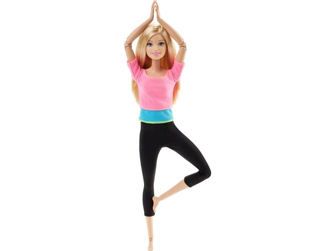 Boneca de moda MATTEL Barbie Made To Move Doll Barbie - Brinquedos - articulada, 22 pontos, conjunto de sapatos, mala de viagem