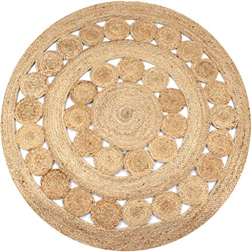 Tapete HOME & LIVING VidaXL (Jute - Azul - 120x120cm) vidaXL - Tapetes - jute, azul, 120x120cm