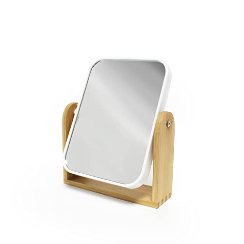 Espelho para Casa de Banho DOUCEUR D'INTERIEURS Branco U10 - Almofadas - espelho, parede, duplo, poliéster, bambu, branco