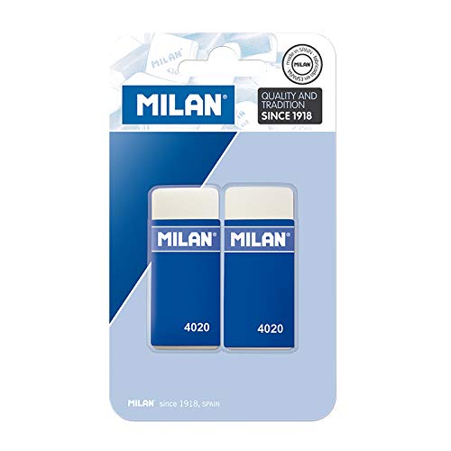 Milan 4020 Conjunto de 2 Lápis de Erradicar Quadrados Milan - Borrachas - 2 lápis, fio de papel colorido, borracha suave, caucho sintético