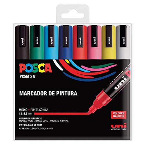 Caixa com 8 Marcadores POSCA Uni 1,8 - 2,5 Mm Uni Posca - Marcadores e marcadores de texto - 8 marcadores, posca uni 1,8mm, 25 mm