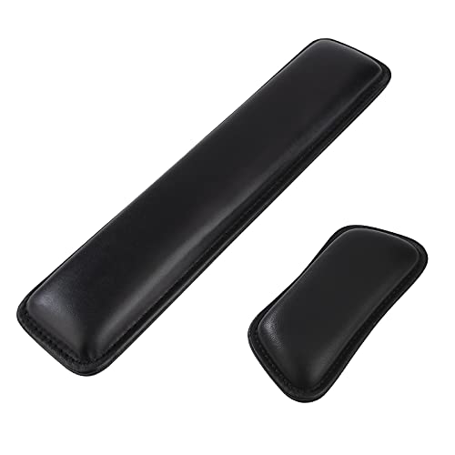 Almofada de Rato e Teclado 2Pcs Ergonômico Pu Suporte de Pulso Espuma de Memória Alta Preto HUI-HE - Apoio de pulso para teclado e mouse - ergonômico, suporte pulso, espuma memória alta