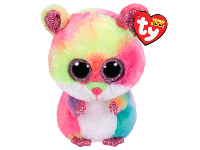 Peluche TY Beanie Babies Small - Rodney the Hamster Ty - Animais de pelúcia - peluche, ty beanie babies small, rodney the hamster, cabeça expressiva, cordão colar