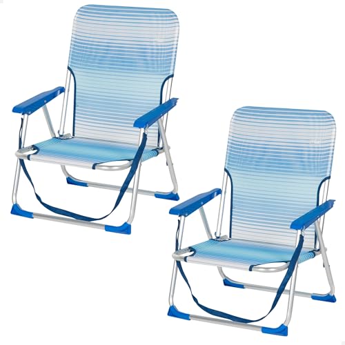 Conjunto de 2 Cadeiras de Praia AKTIVE Azul (44x35x72 cm) AKTIVE - Móveis de exterior - conjunto, 2 cadeiras, praia, azul, 44x35x72 cm