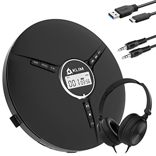 Leitor de CD KLIM Discman (Preto - Autonomia: Até 6 horas) KLIM - Leitores e gravadores de cd - leitor cd, autonomia 6h, usb, jack 3.5mm, recarregável