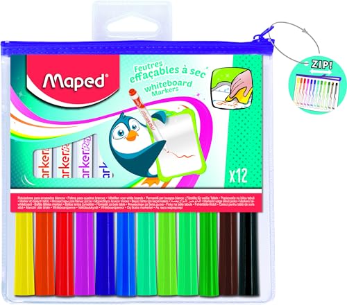 Conjunto de Marcadores MAPED 12 Unidades Maped - Marcadores e marcadores de texto - 12 unidades, traço 1,5mm, ponta triangular, tinta lavável