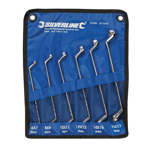 Conjunto de Chaves de Parafusos SILVERLINE 673424 Silverline - Chaves inglesas - cabeças em L, 150 mm, acabamento polido, bolsa de transporte