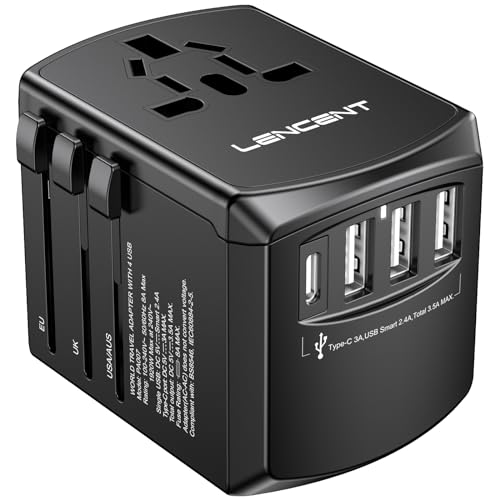 Adaptador LENCENT Universal Travel Adapter LENCENT - Conversores e adaptadores de viagem - universal, 200 países, usb
