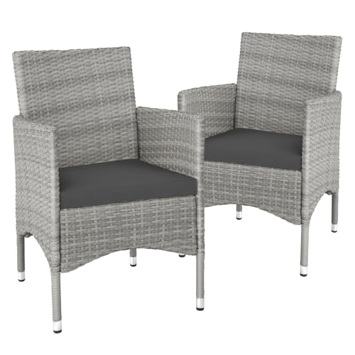 Conjunto de Móveis de Jardim TECTAKE (Cinzento - Poli-Rattan - 72x80x87 cm) TecTake - Móveis de exterior - polirattan, anti-ferrugem, 72x80x87 cm, interior exterior