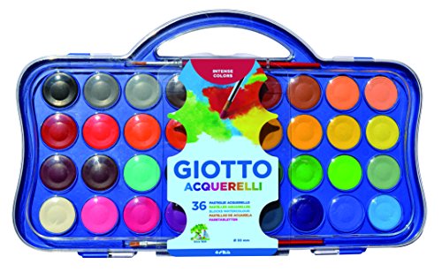 Giotto 2001-0000 kit de desenho para crianças Giotto - Tinta, tinta de arte e esmalte - 36 cores, aguarela, fórmula nova, tampa paleta