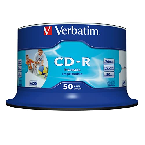 Verbatim Cdr80 700Mb 52X (50) Huso 43745 Branco Verbatim - Dispositivos de armazenamento - 700 MB, 52x, branco