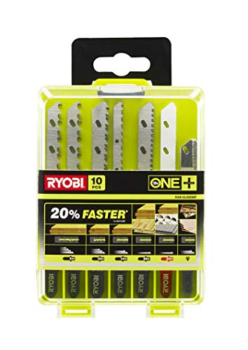 Conjunto de 10 Lâminas para Serra Tico-Tico RYOBI RAK10JSBMP Ryobi - Lâminas de serra - 10 lâminas, madeira, deslizamento, plástico, metal