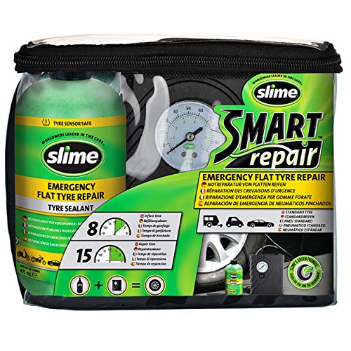 Slime CRK0305-IN kit de reparo de pneus (Ferramentas) Slime - Suprimentos de limpeza doméstica - poliuretano, 473 ml, resistente à água, fácil de aplicar