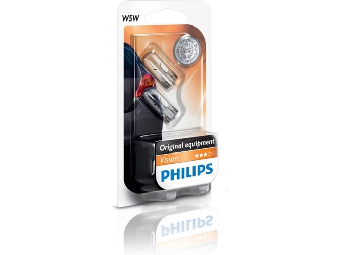 Luz Interior PHILIPS VISION Luzes interiores e de sinalização convencionais 12961B2 Philips - Iluminação de veículo a motor - luzes interiores, sinalização, 5 W, w5w