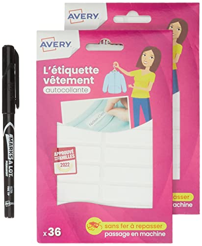 Etiquetas Avery 72 Etiquetas Brancas com Marcador Avery - Etiquetas e tags - brancas, laváveis, resistentes, secador