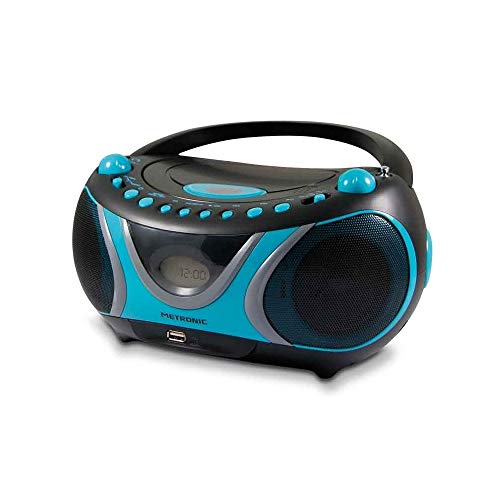 Rádio METRONIC Boombox Sportman (Azul - Digital - FM/AM - Pilhas) METRONIC - Reprodutores de áudio e gravadores - cd-mp3, leitor cartões sd, usb, entrada auxiliar