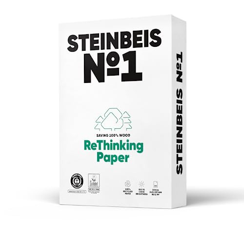 Papel para Impressão STEINBEIS N1 Recycled STEINBEIS - Papel de impressora e copiadora - reciclado, ISO 70, alto rendimento