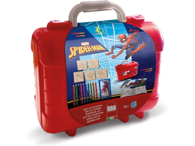 Kit de Carimbos MULTIPRINT Travel set valigetta in plastica Spiderman Multiprint - Brinquedos - carimbos, crianças, super-heróis, Spiderman, Iron Man
