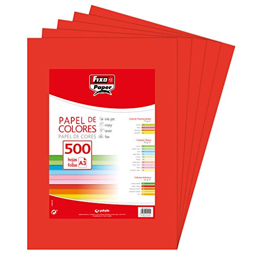 Papel Impressão FIXO PAPER A3 Vermelho (500 Folhas) Grafoplás - Papel de impressora e copiadora - a3, 500 folhas, vermelho, 80g