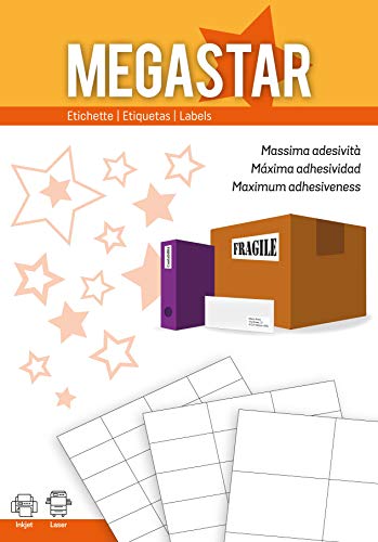 Etiquetadora MEGASTAR LP4MS-7036 (Laser - 70 x 36mm) Megastar - Papel de impressora e copiadora - laser, 70x36mm, 2400 etiquetas