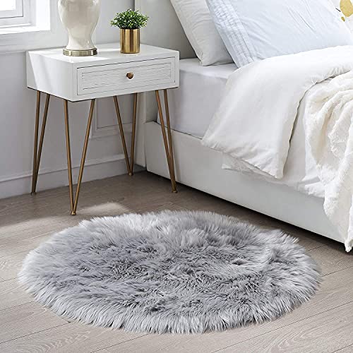 Tapete HOMCOM Tapete de Couro Sintético Ovelha Cinzento (90x90 cm) HLZDH - Tapetes - couro sintético, cinzento, 90x90 cm, luxuoso