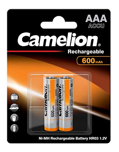 Bateria Recarregável CAMELION 17006203 (2 x 600mAh) Camelion - Baterias - 600mAh, 12V, AAA, recarregável