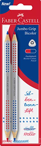 Lápis de Divisão FABER-CASTELL Jumbo Grip Bicolor (Azul e Vermelho) Faber-Castell - Lápis - triangular, bícolor, azul, vermelho