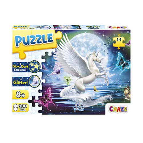 Puzzle CRAZE Unicornio Pegasus (Idade Mínima: 8 anos - 200 Peças) CRAZE - Quebra-cabeças de encaixar - puzzle, madeira, 200 peças, adesivo decorativo, crianças