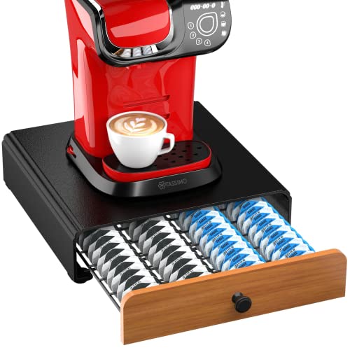 Tassimo Caddy 64 Capsules Metal Black (Acessório Imagem e Som) HFHOME - Organizadores de balcão de cozinha e estação de bebidas - compatível com Tassimo, metal, preto