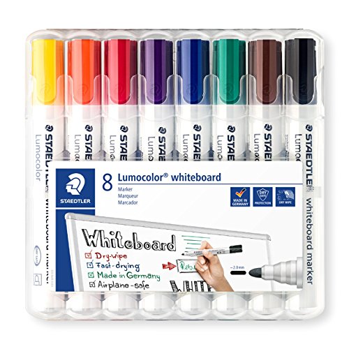 Marcadores STAEDTLER Lumocolor para quadros brancos (8 unidades) Staedtler - Marcadores e marcadores de texto - quadros brancos, tinta base-alcol, secagem rápida, pp