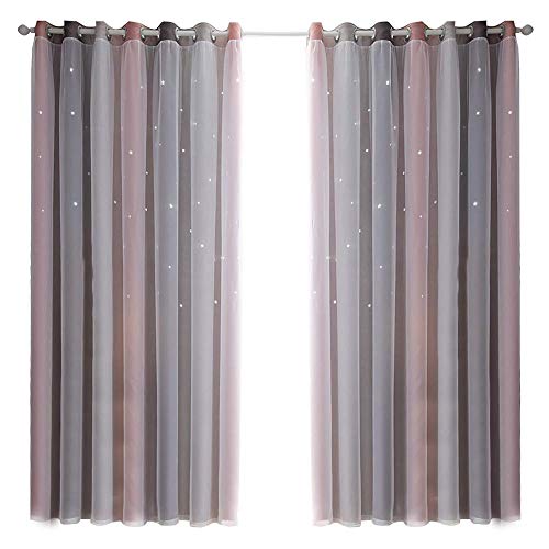 Cortina de Rolo POHOVE Estrela (Rosa - Poliéster - 134 x 240 cm) POHOVE - Cortinas e cortinados - poliéster, 134 x 240 cm, lavável