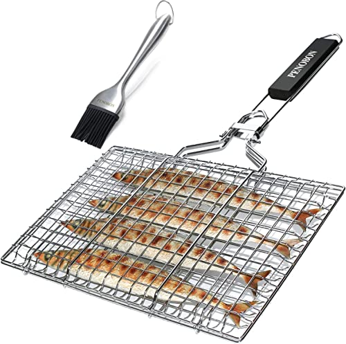 Grelhador Portátil de Aço Inoxidável com Espátula e Bolsa de Armazenamento penobon - Acessórios para churrasco ao ar livre - portátil, aço inoxidável, espátula, bolsa