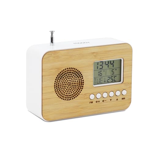 Rádio Despertador MOOOV Bamboo (Branco - Digital - Função Snooze) METRONIC - Relógios despertadores - digital, snooze, branco